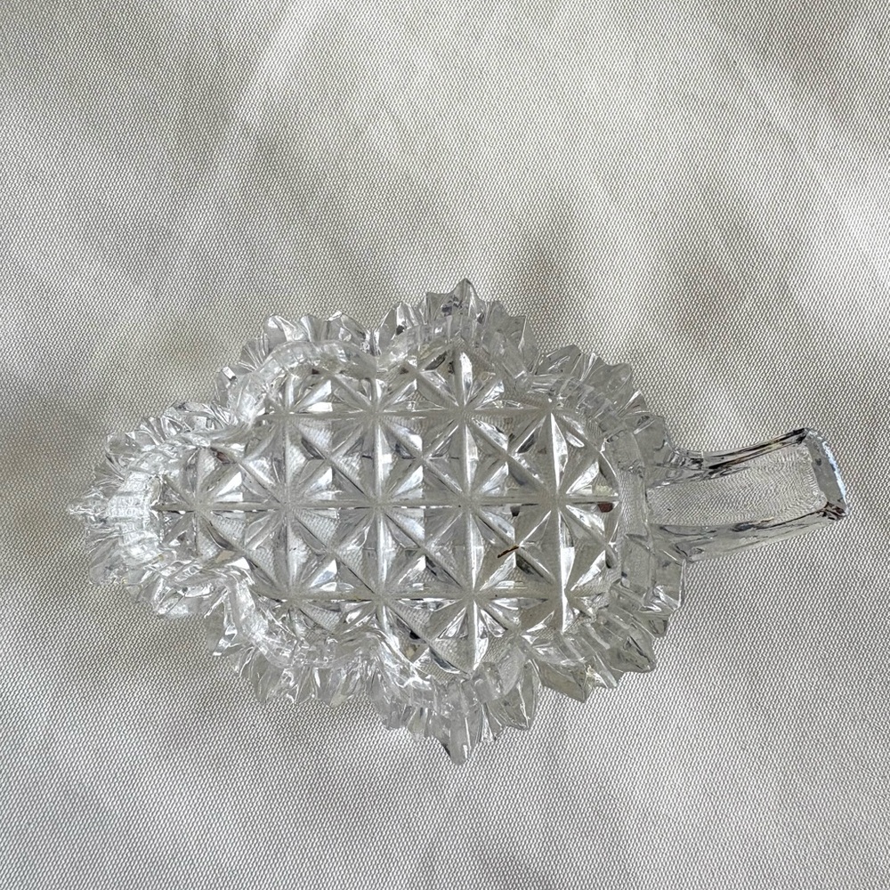Cut Crystal vintage Leaf-Shaped geometric trinket ring dish small